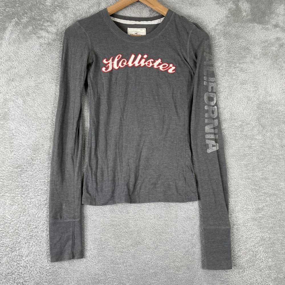 Y2K Hollister Long Sleeve Shirt Womens Small Gray California Babydoll Bella Swan
